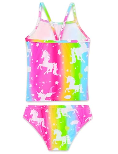 Girl Bathing Suit Size 6-7 Years Old Rainbow 2-Piece Tankini Swimsuit for Summer Beach2