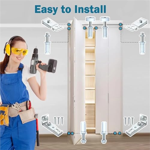 2sets Kit de Reparación para Herrajes de Puertas Bifold Repuestos para Puertas Corredizas de Clóset miniatura 4