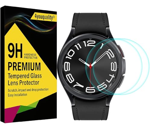 Image of 4youquality Military-Grade Gorilla Tempered Glass for Samsung Galaxy Watch 6 Classic (43mm, 1.3 inch Display) | 9H Hardness | HD Clear | Scratch Resistant | Full Screen Coverage | Pack of 2
