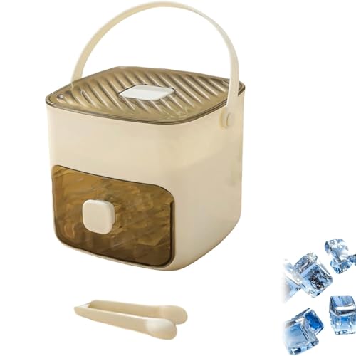 MEISO Eiswürfelmaschine mit Druck, 48 Fächer, drücken Sie die Art Ice Cube Maker, Eiswürfelform für Gefrierschrank mit Behälter, wiederverwendbar für Cocktails und Kaffeesaft (weiß)