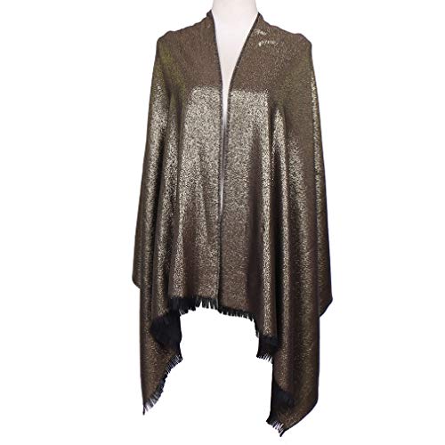 Image of LMVERNA Women's Sparkling Metallic Soft Pashmina Shawls and Wraps Scarf in Solid Colors
