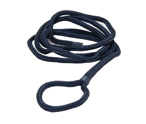 PONTTOR Fenderleine mit Augen, 2 Stück, doppelt geflochtene Polyester, Marineblau, Fender Leine Tauwerk Seil Boot Yacht Größe 8 mm x 2 m