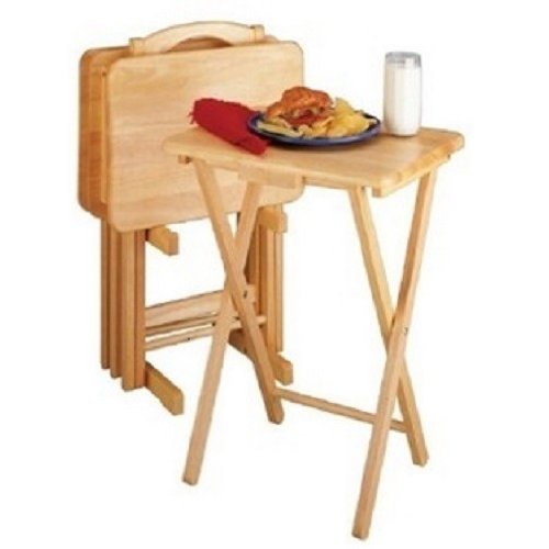 5 Piece TV Tray Snack Dinner Folding Table Set