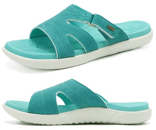 Image of KuaiLu Womens Fashion Orthotic Slides Ladies Athletic Yoga Mat Memory Foam Walking Sandals Thick Cushion Recovery Summer Beach Slippers Comfortable Plantar Fasciitis Arch Support