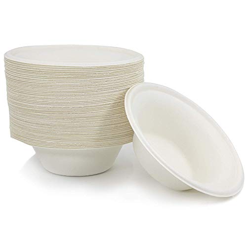 Upper Midland Products 100 Biodegradable Eco Friendly Sugarcane Bowls, 12 OZ Bagasse Plant Based Compostable Disposable, Alternative to Paper and Foam Bowls
