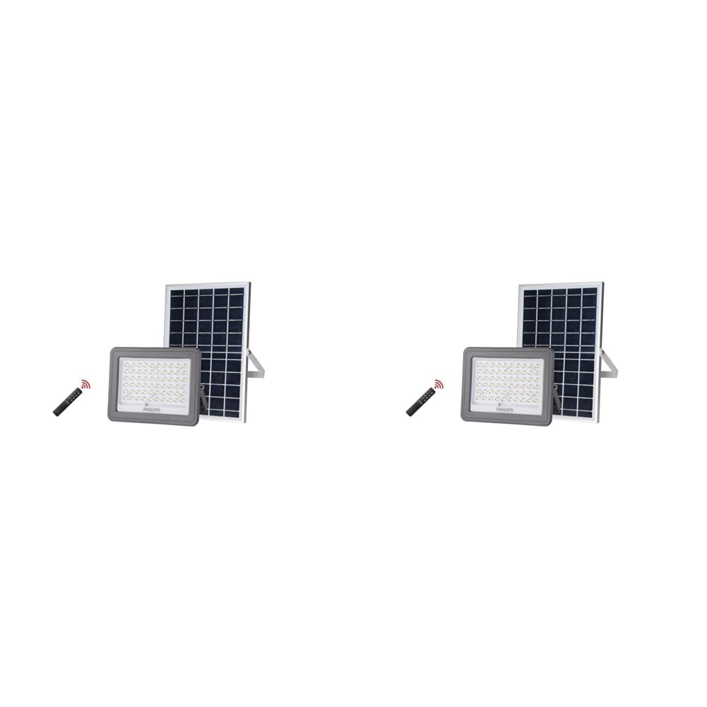 Philips Solar Flood Light | Essential SmartBright Solar Outdoor Flood Light | Cool White (BVC080 LED15/765) | Panel Peak Wattage : 10-watt | Pack of 2 (B0D817K2KJ) Amazon Price History, Amazon Price Tracker