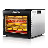 VarmBake Dörrautomat Edelstahl 7 Etagen, 0.56㎡ Dörrfläche, 30-90℃ Lebensmittel Dörrautomat Klein, 800W Dörrgerät Für Obst, Gemüse Fleisch Dörrautomaten, & 316 Tabletts(32X25 cm)