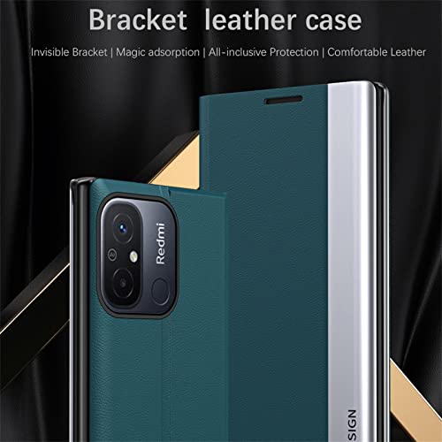 Ccsmall Thin Slim Flip Case For Xiaomi Redmi 12C With Kickstand, Full Body Protective Pu Leather Cover Business Phone Cases For Xiaomi Redmi 11A/Redmi 12C Cx Deep Blue #TOP2