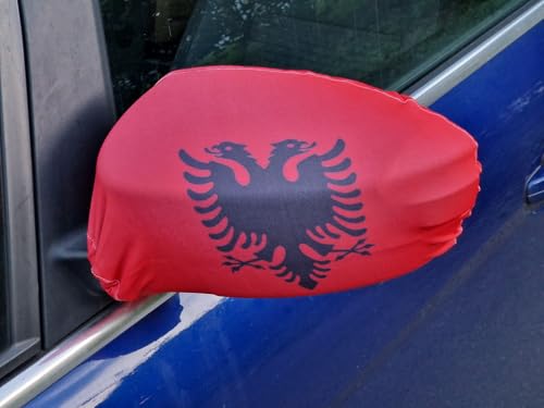 Spiegelflagge/Spiegelfahne ALBANIEN - 1 Paar, Auto/PKW Rückspiegel/Autospiegel Fahne/Flagge/Überzug