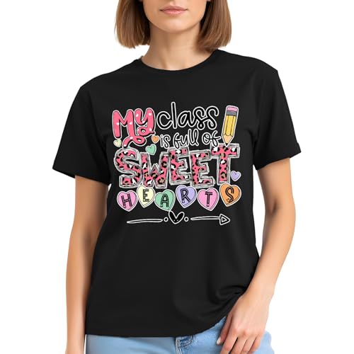 Image of Teacher Shirts for Women-Weird Teacher Build Character Short Sleeve | Soft Multicolor Letter Shirt Great for Teacher Appreciation Gift Back to School and Classroom Photos Matching Tee Top