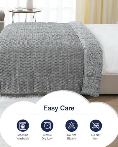 Image of Super Soft Luxury Fleece Sherpa Weighted Blanket for Teens, 3lbs Small Weighted Lap Blanket for Adults, Turtle Shell Cozy Warm Throw for Winter, Compact Heavy Blanket for Sleep & Travel, Grey, 36 inchx48 inch