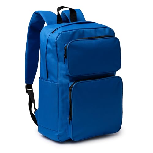 KINKIES Mochila de colores ligera con 23 Litros de capacidad y 2 bolsillos frontales grandes - Bolsa de estudios y deportes en poliéster reciclado cómoda y ergonómica (Azul) KINKIES Mochila de colores ligera con 23 Litros de capacidad y 2 bolsillos frontales grandes - Bolsa de estudios y deportes en poliéster reciclado cómoda y ergonómica (Azul)