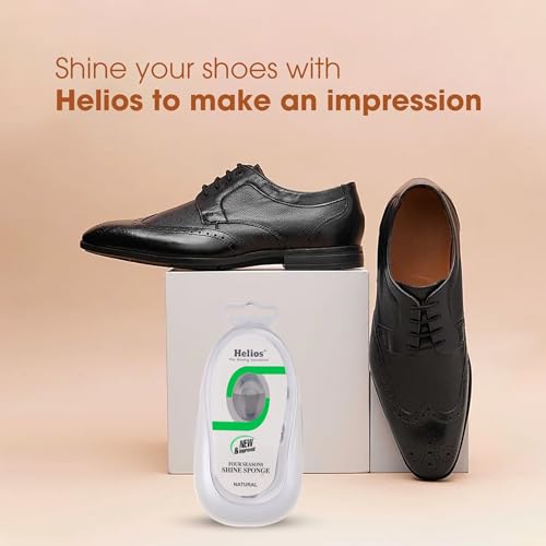 Image of Helios Shoe Shine Sponge for Leather Shoes | Instant Shine Sponge | Easy to Use Shoe Cleaner | Long Lasting Shine for Formal Shoes, Boots & Leather (Natural, Pack of 5)