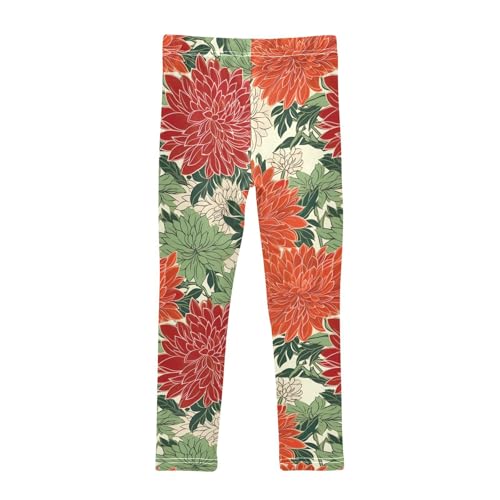 Girls' Leggings Flowers Floral Red Kids Yoga Tights Pants 1 Pack 208499732