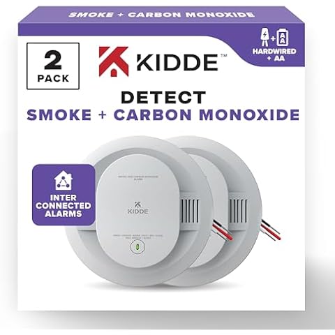 Kidde Hardwired Smoke & Carbon Monoxide Detector, AA Battery Backup Smoke Alarm, Interconnectable, LED Warning Light Indicators, 2 Pack Cover