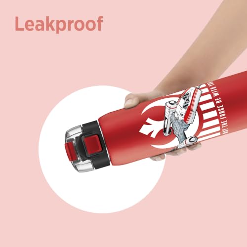 Image of Milton Steel Force 900 Thermoware Water Bottle 600 ml with One Touch Safety Lock & Twin Lid Sip or Gulp, Long Hours Hot & Cold, Leak Proof, ISI Certified, PU Insulated, for Kids, Gym, School, Maroon