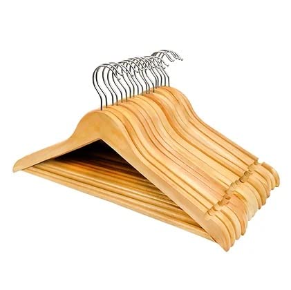 Strong Brown Wooden Made By Natural Wood and Non-Slip Trouser bar | Coat Hangers | Strong Shoulder Notche | Trouser bar | Coat Hangers | Strong Shoulder Notche (Pack of 10)