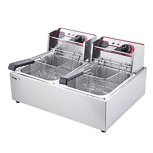 CZAOERXB Freidora eléctrica, freidora Profesional con cestas extraíbles y limitador de Temperatura, Acero Inoxidable 304 de Grado alimenticio, Control de Temperatura, Aceite de fácil limpie
