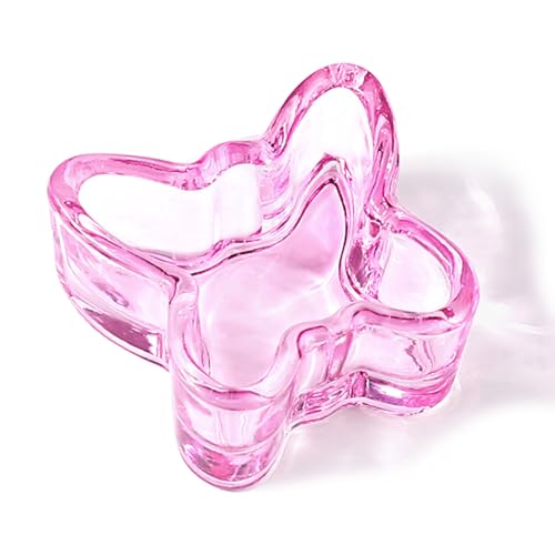 Glass Dappen Dish with Lid for Acrylic Nails Acrylic Liquid Powder Glass Cup Nail Liquid Glassware Bowl (YSHJB017-Pink)