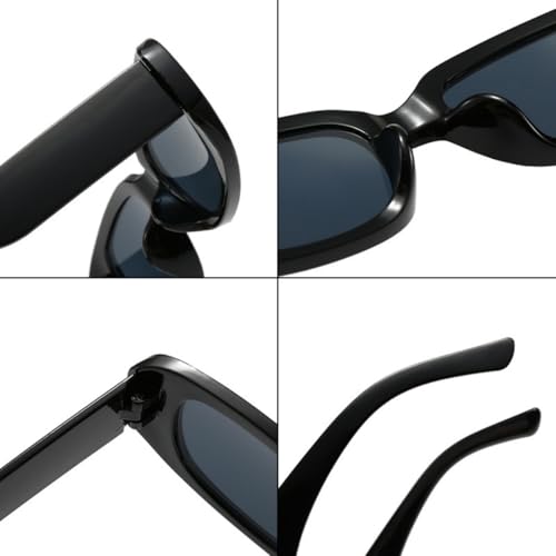 Image of IKANOO Retro Rectangle Sunglasses for Women Men Small Square Frame Trendy Y2K 90's Black Sunglasses