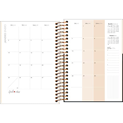 Agenda Espiral Diária 14 x 20 cm West Village 2022 - Estampa Fundo branco com poá - Tilibra