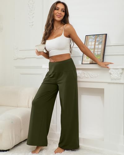 CHICASIMR Wide Leg Womens Pants High Waist Loose Flowy Comfy Lounge Stretch Soft Women Pants Casual Pants4