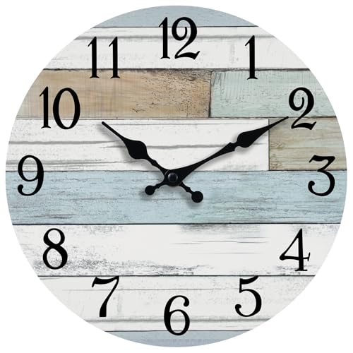 Wall Clock 8 Inch Silent Non Ticking Wall Clocks Battery Operated Coastal Design Country Rustic Retro Decorative for Bathroom Kitchen Living Room(8 Inch)