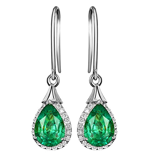 SALAN Pendientes De Gota De Turmalina Verde De Lujo Pendientes De Piedras Preciosas De Esmeralda De Plata De Ley 925 para Mujer Regalos De Joyería