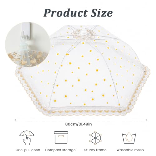 Image of HASTHIP Foldable Food Cover 80x80cm Mesh Canopy | Insect Protection, Removable Washable Top, Breathable Airflow For Picnics, Camping, BBQs, And Kitchens