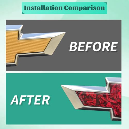 Image of Compatible with 11.8 inch x 4 inch Bowtie Emblem Wrap Kit for Chevy Logo Overlay Vinyl Wrap with Spatula and Cutter 3 Pcs Red Forged Carbon Fiber