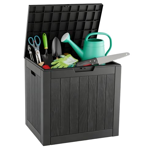 NBYSGO Outdoor Storage Box, Resin Deck Boxes Indoor and outdoor, Waterproof Storage Box Lockable Lid (Black,31 Gallon)