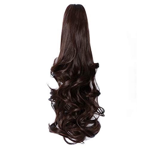 Yamel Ponytail Extension Long Curly Wavy Natural Medium Brown Claw Jaw Clip in Synthetic Hairpiece Pony Tail Tale Ponytail Hair Extensions - Image 2