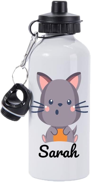 Personalised Alpaca White Water Bottle 600ml Back to School Gift for Kids