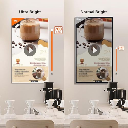 Image of 43in Digital Signage Display, Commercial Advertising Kiosk, Wall Mounted 2K IPS LCD Screen, Smart Video Media Player, with Speaker & Timed Open /Off, for Restaurant, Cafe,Non Touch Screen