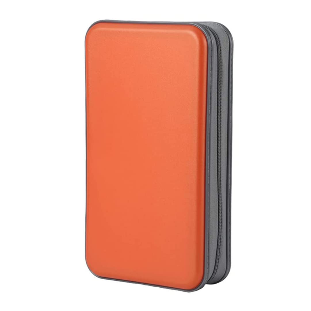 Imooreshine CD Holder CD Case Wallet DVD Binder DVD Organizer Storage Bag Hard Plastic 80 Capacity Portable Orange