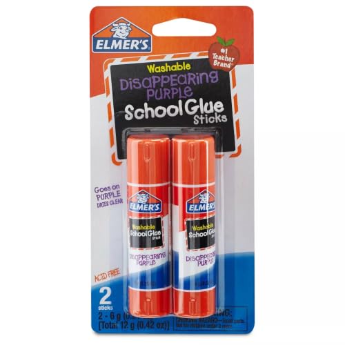 Elmers Disappearing Purple School Glue Sticks 0.21 oz Pack of 2 (E522) 4 Pack
