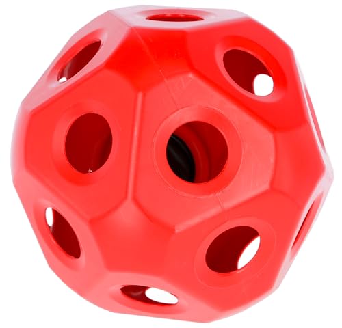 Kerbl Pelota de alimentación roja, pelota para caballos, pelota para pantorrillas, plástico resistente a los rayos UV, Ø40 cm, caballos, terneros, rellenable, orificio de alimentación de Ø60 mm