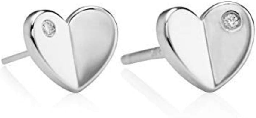 Molly B London Hypoallergenic 925 Sterling Silver Adored Diamond Heart Stud Earrings. Ideal for Baptism, Birthday Gifts for Girls, Flower Girl and Bridesmaid Gifts