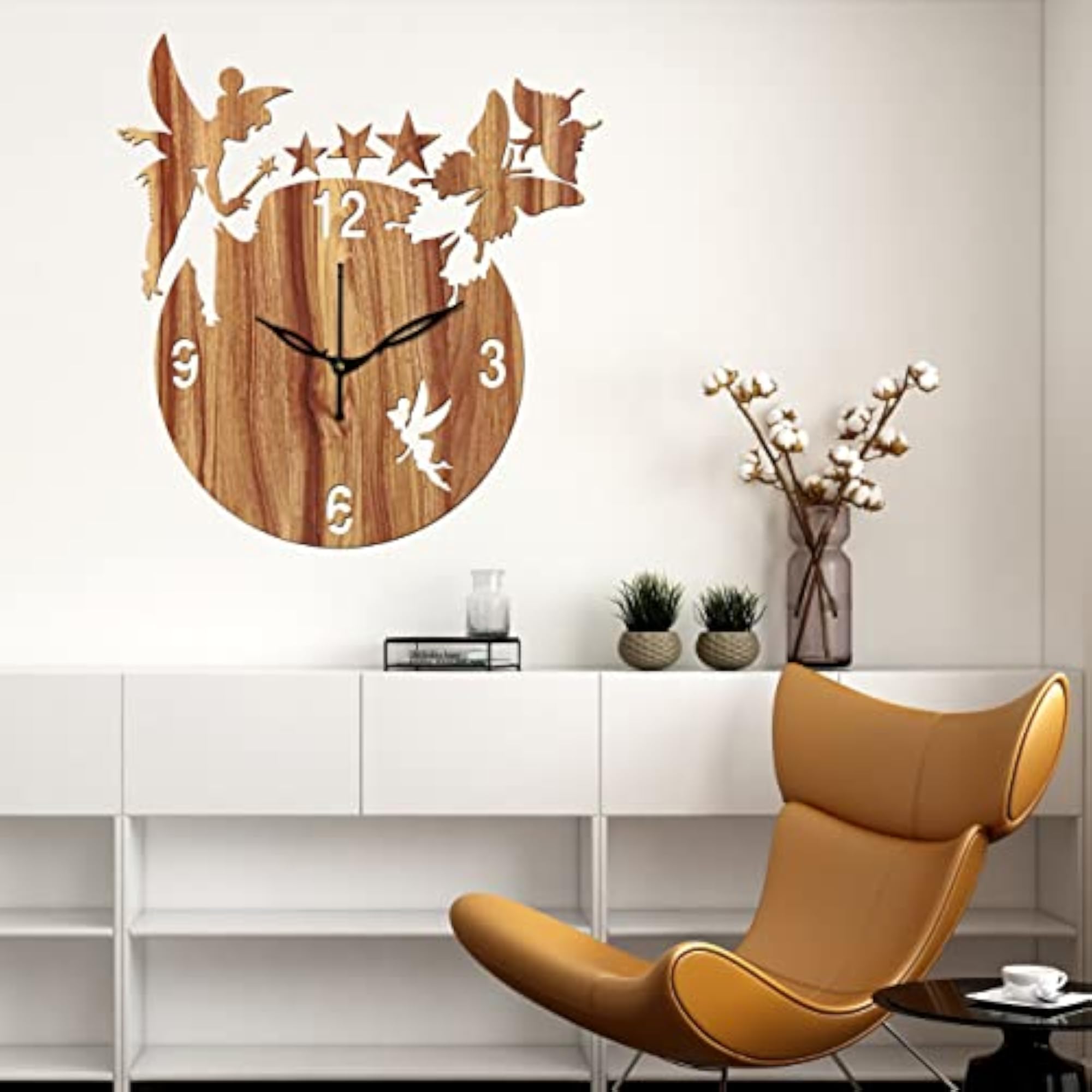 Wooden Wall Clock, 10-Inch Aum Design, Small Size