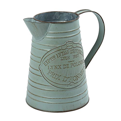 Philpety Shabby Chic Watering Can Galvanized Finish Metal Vase Country Rustic Pitcher Primitive Jug Decorative Flower Holder, 7.5" H #TOP3