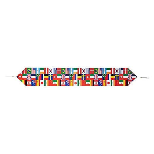 Beistle tryckt internationell flagga bordslöpare, papper, blå, vit, röd, svart, grön, 30 cm x 15 cm
