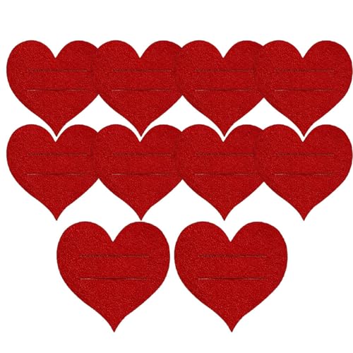Qooplu Porte-Couverts,10 Pièces Poches À Fourchettes En Forme De Cœur - Porte-Ustensiles En Feutre Pour Fête | Pour Dîner De La Saint-Valentin Anniversaire Fête Des Mères