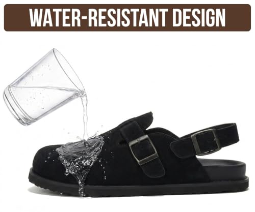 Image of 100% Genuine Leather Slip-on Footbed Clogs for Women - Fall Shoes for Women