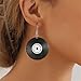 coadipress Vintage Vinyl Records Earrings for Women Retro Black Red Acrylic Long Player DJ Rock Roll 50s 60s 70s Classic Music Circle Record Dangle Drop Earrings Disco Party Jewelry (Black Round)