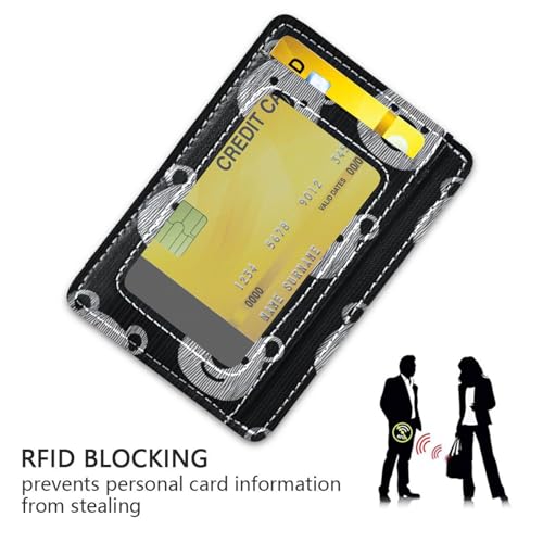 Cartoon Black White Bear Cute leather card wallets for women slim With Cash Slot RFID Blocking card holders for men&women3