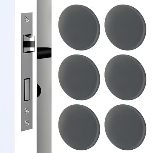 Hordion 6pcs Door Stop Wall Protector 2 Inch Round Silicone Gray