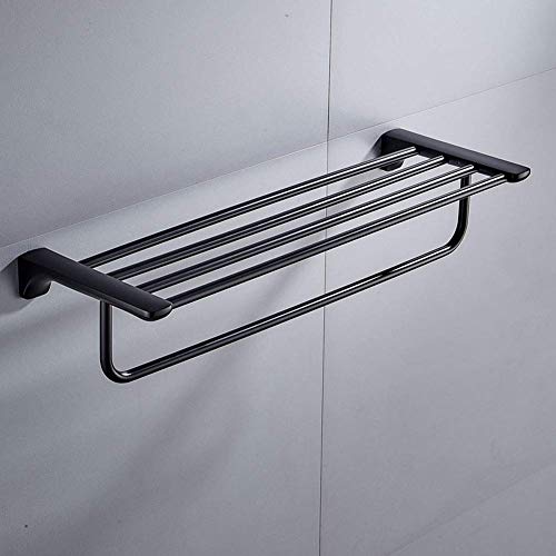 Toallero de acero inoxidable negro con estante doble de pared 3