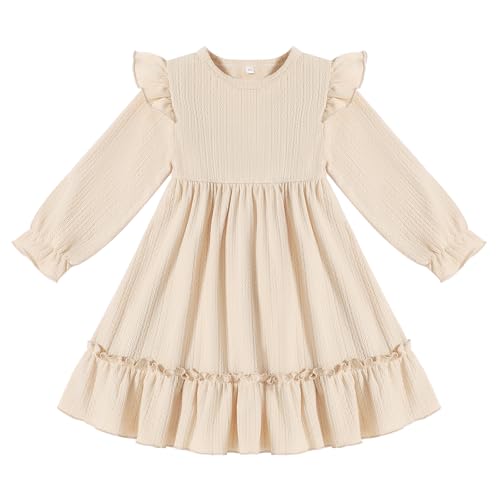 DREAM BUS Ruffle Long Sleeve Baby Girls Sweater Dress Holida