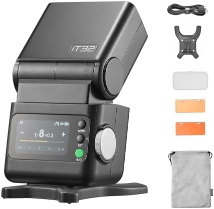 GODOX IT32 TTL Camera Flash, Compatible with Godox X Series (X3/X3Pro/XPro/XProII/X2T), 2.4G Wireless, GN18, Recycle Time 1.5s, Magnetic Interface
