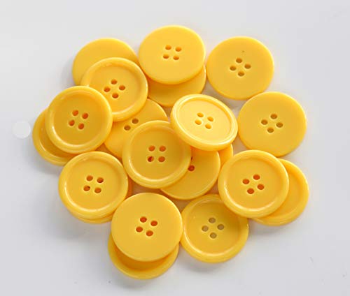 Ganssia 1 Inch (25Mm) Yellow Buttons Sewing Flatback Button For Sewing Or Diy Crafts Pack Of 50 #TOP3
